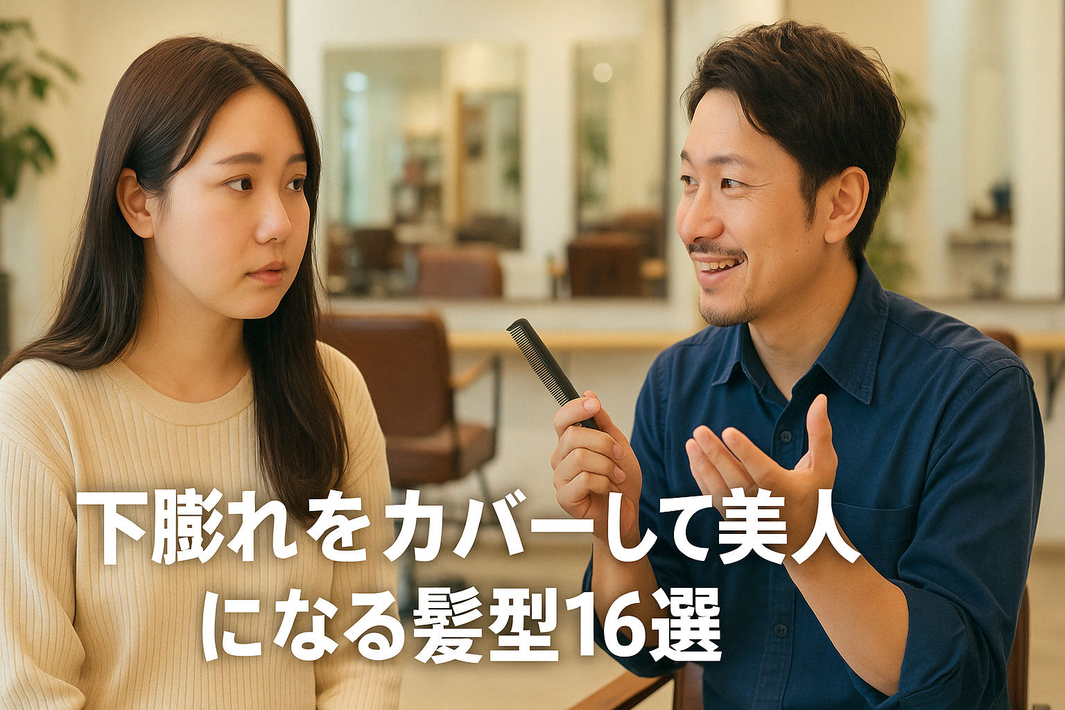 下膨れをカバーして美人になる髪型16選