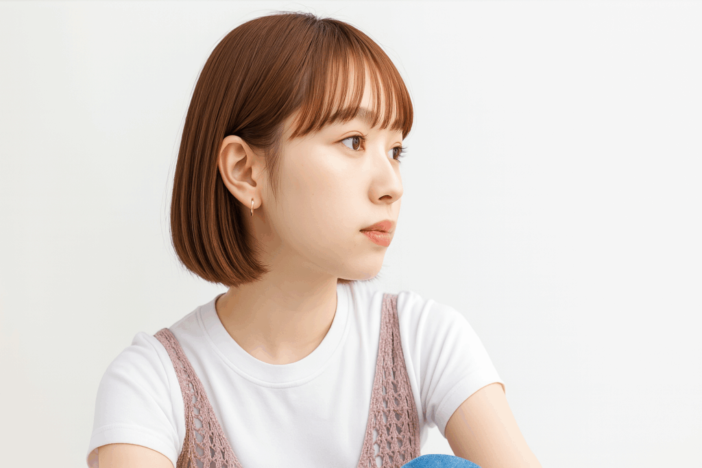 【ナチュラルバング×内巻きライン】やさしさ引き立つシンプルボブ