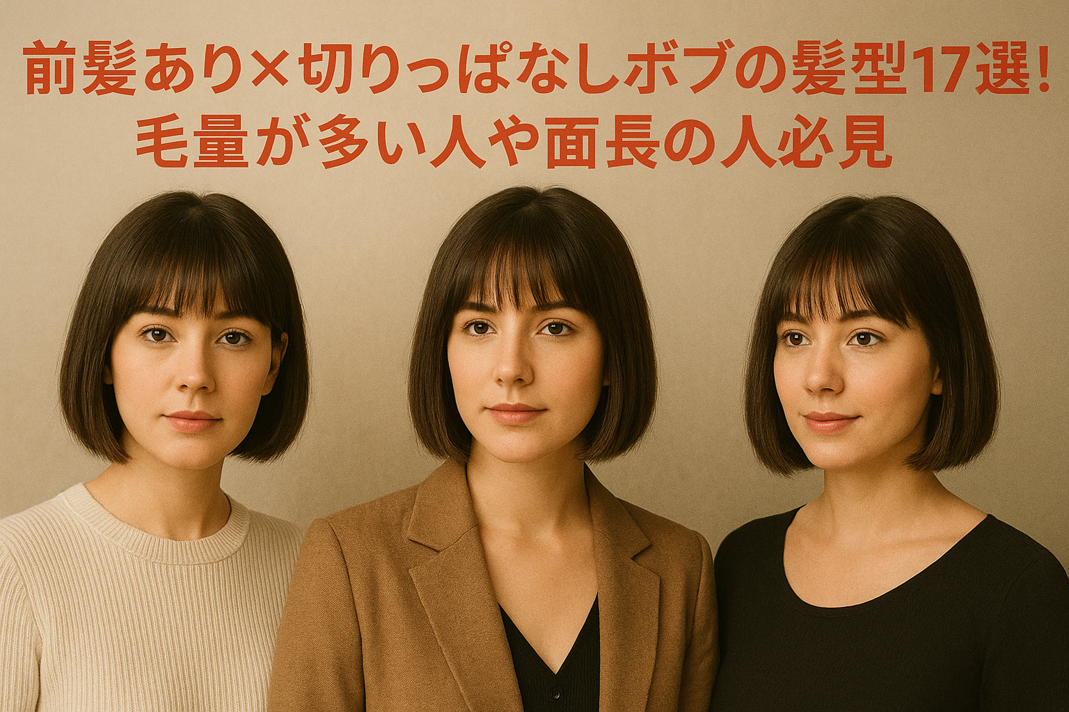 前髪あり×切りっぱなしボブの髪型17選！毛量が多い人や面長の人必見